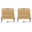 Laverda 2-Piece Modern Minimalist Nightstands Set - Oak Finish, Reed Pattern Design, Built-In Usb Ports For Bedroom Furniture