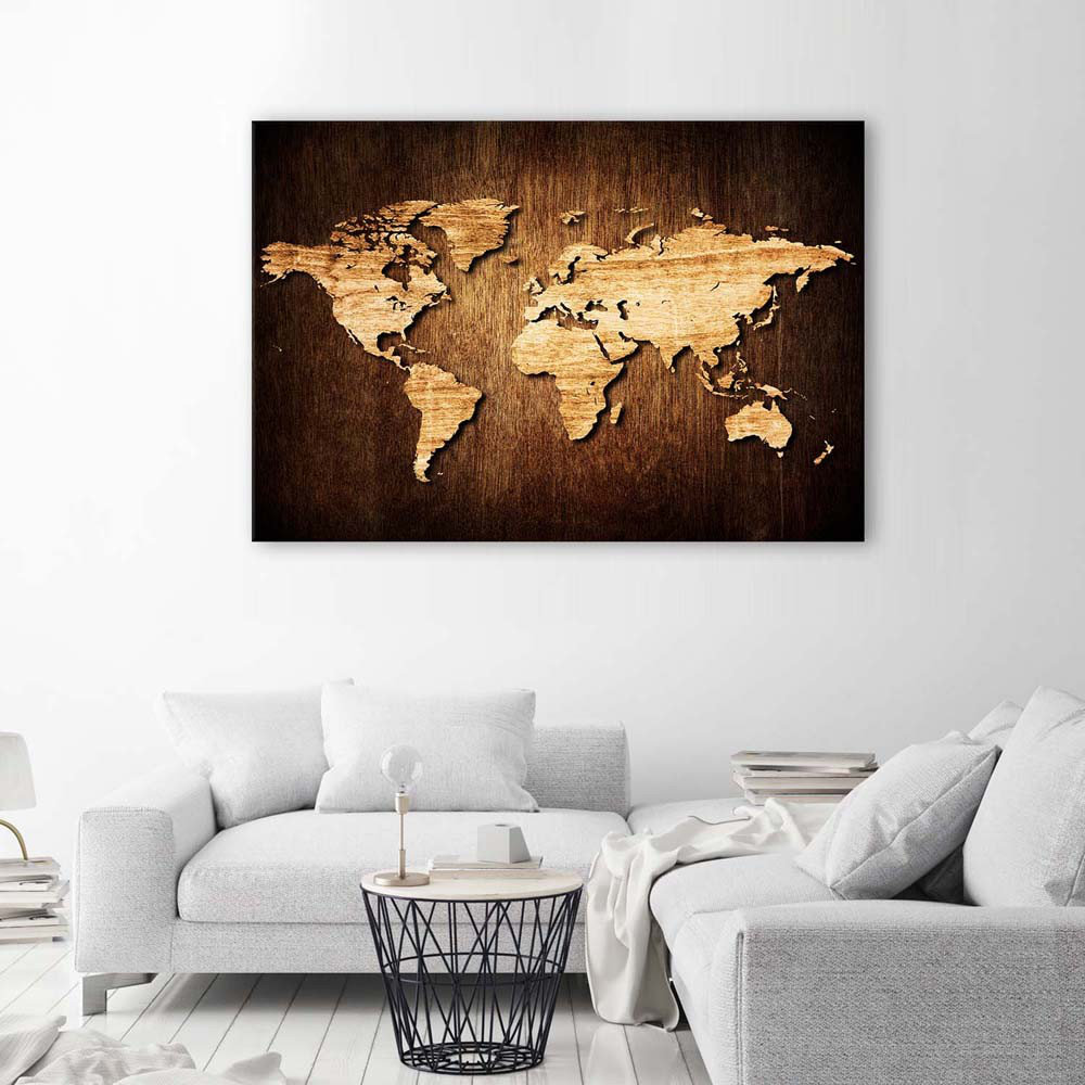 Leinwandbild World Map Wood