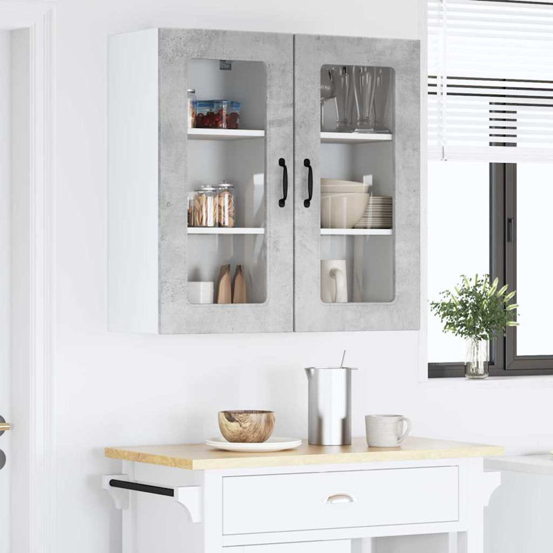 Vidaxl Kitchen Wall Cabinet With Door 2 Pcs Sonoma Oak 40 X 31 X 80 Cm, Concrete Grey