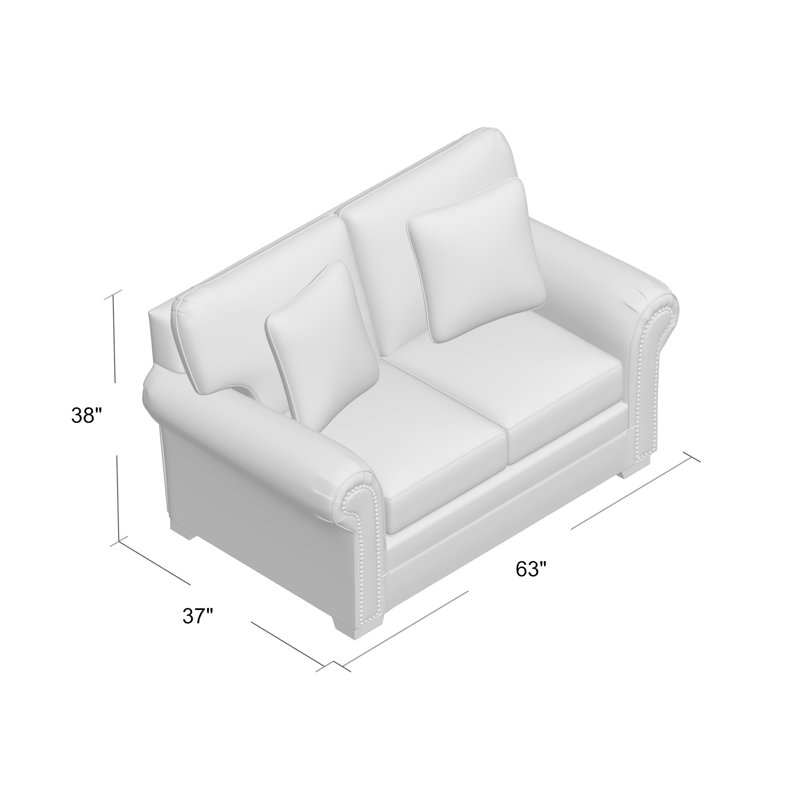 Adrena 63'' Upholstered Loveseat, Handsome 45 Black Performance Twill, Light Brass, No