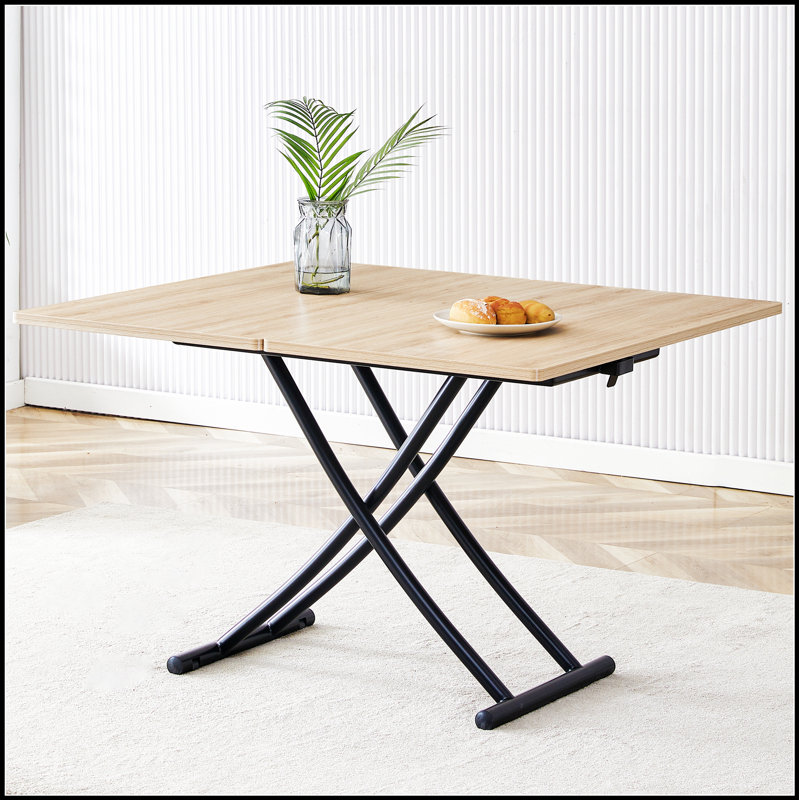 Table élévatrice multifonctionnelle moderne avec plateau MFC réglable en hauteur et pieds robustes en métal noir