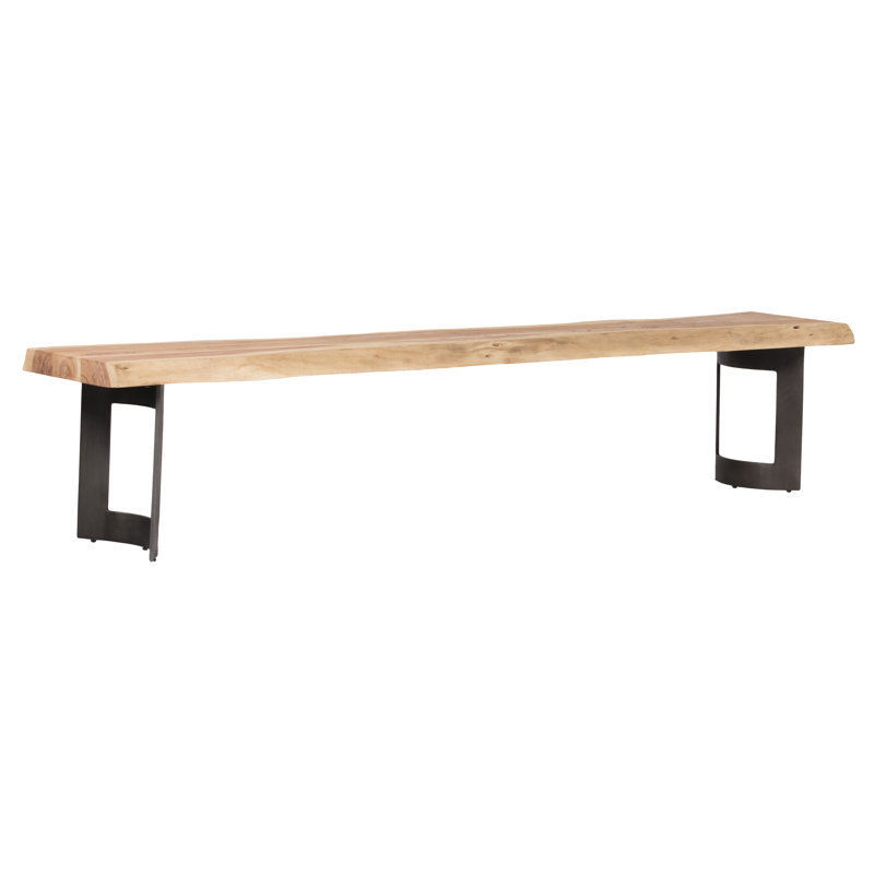 Banc en bois Burnell Live Edge, H 18 po x l 92 po x P 15 po, Brun / noir