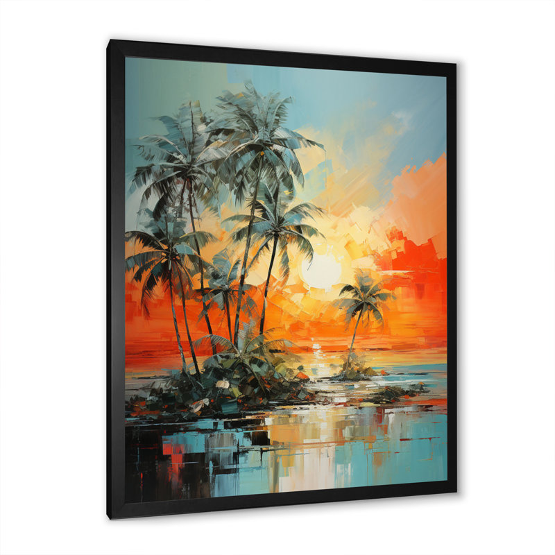 «Ampliar Minimalisme Palm Trees Serenade III», reproduction sur toile, H 20 po x l 12 po x P 1 po, Cadre photo noir