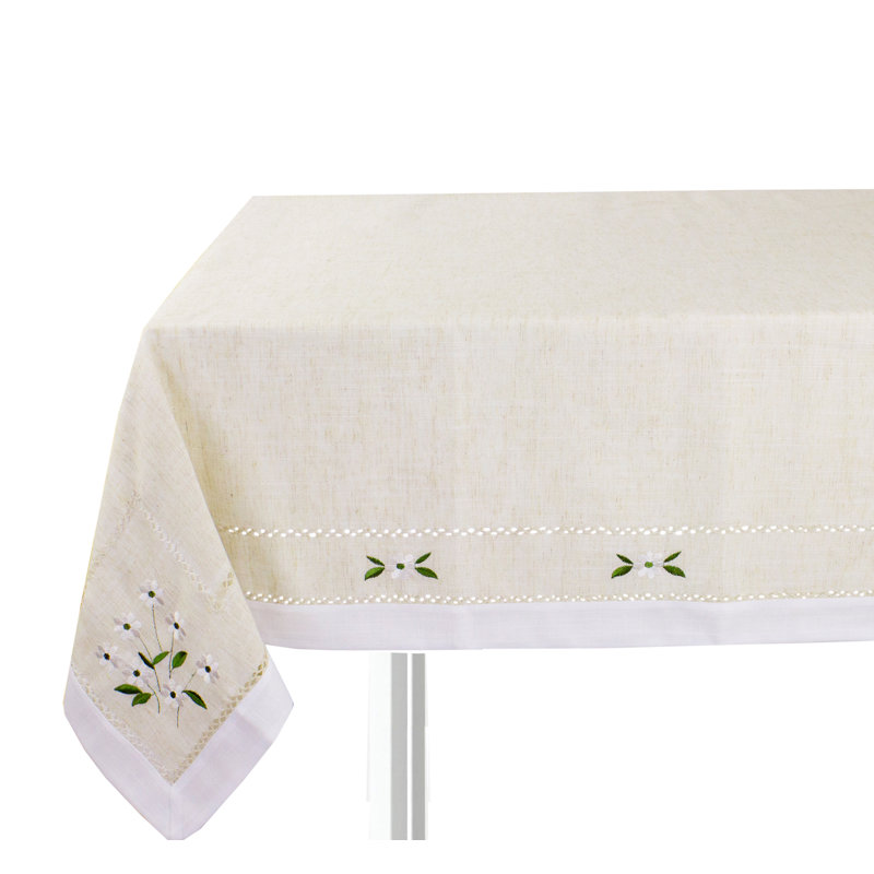 Nappe brodée à motif ajouré Natural, 87 po x 55 po