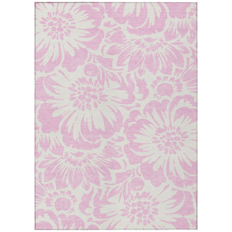 Abingdon Washable Floral Indoor / Outdoor Rug, Rectangle 9' x 12'