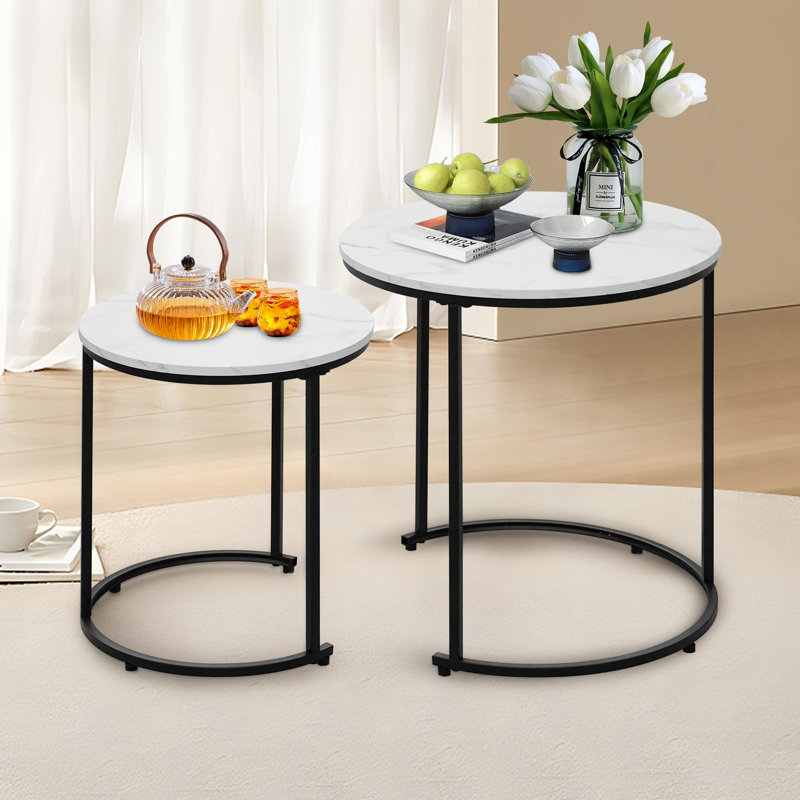 2 Piece Coffee Table Set, White