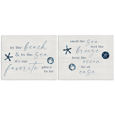 Beach Lover Heartfelt Phrases 2 Piece Canvas Wall Art Set, design by Natalie Carpentieri