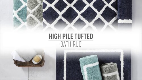 Hayzley Bath Rug Union Rustic Color: Navy, Size: 24 W x 60 L