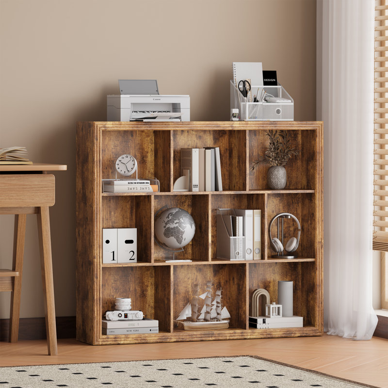 Book Shelf with 10-Cube, 43.3” Wide Bookshelf with Anti-Tip Design, Open Bookcase, Modern Display Organizer Book Case for Living Room, Bedroom, Study Room
