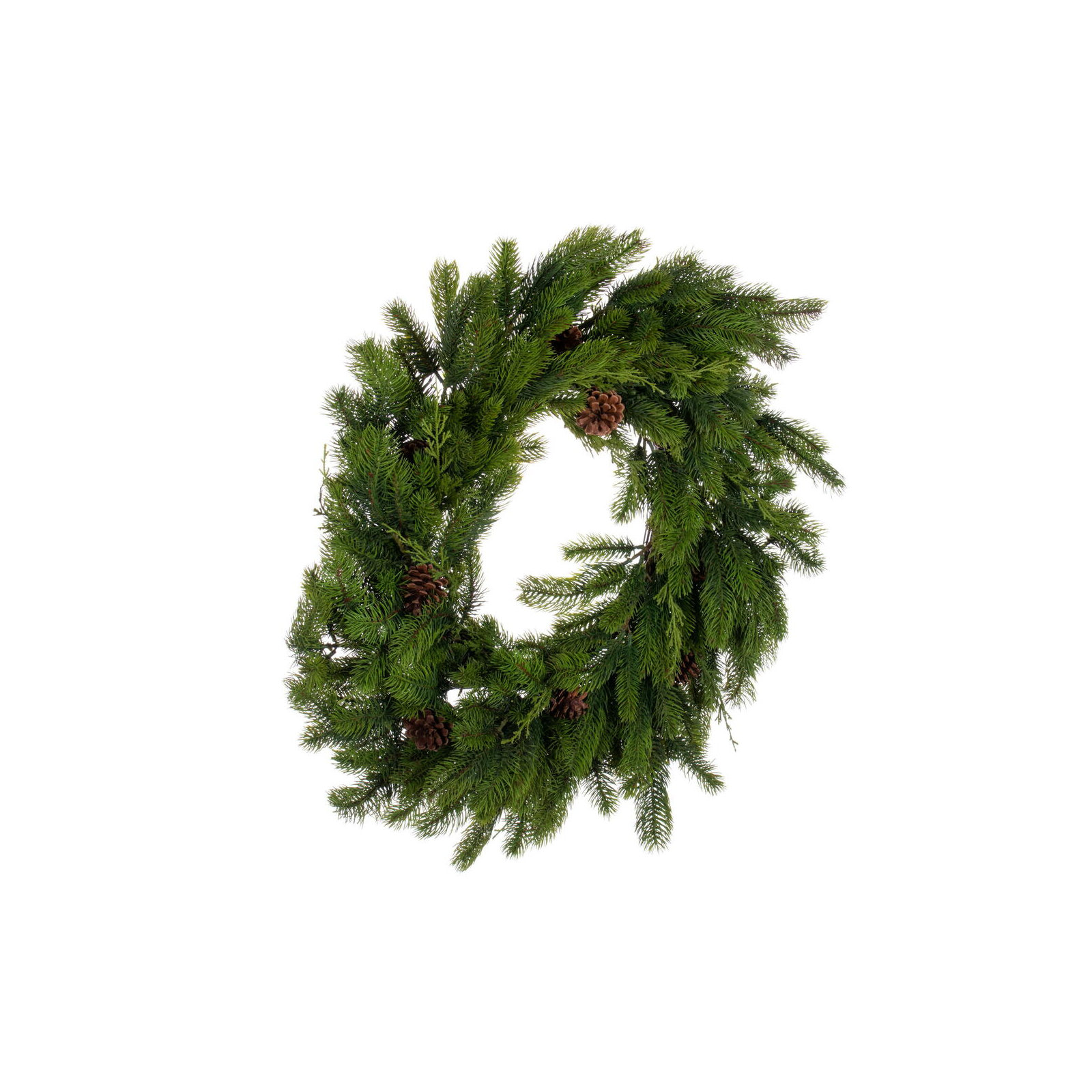 Faux Pine Polyethylene Plastic Wreath, 28" H x 28" W x 28" D