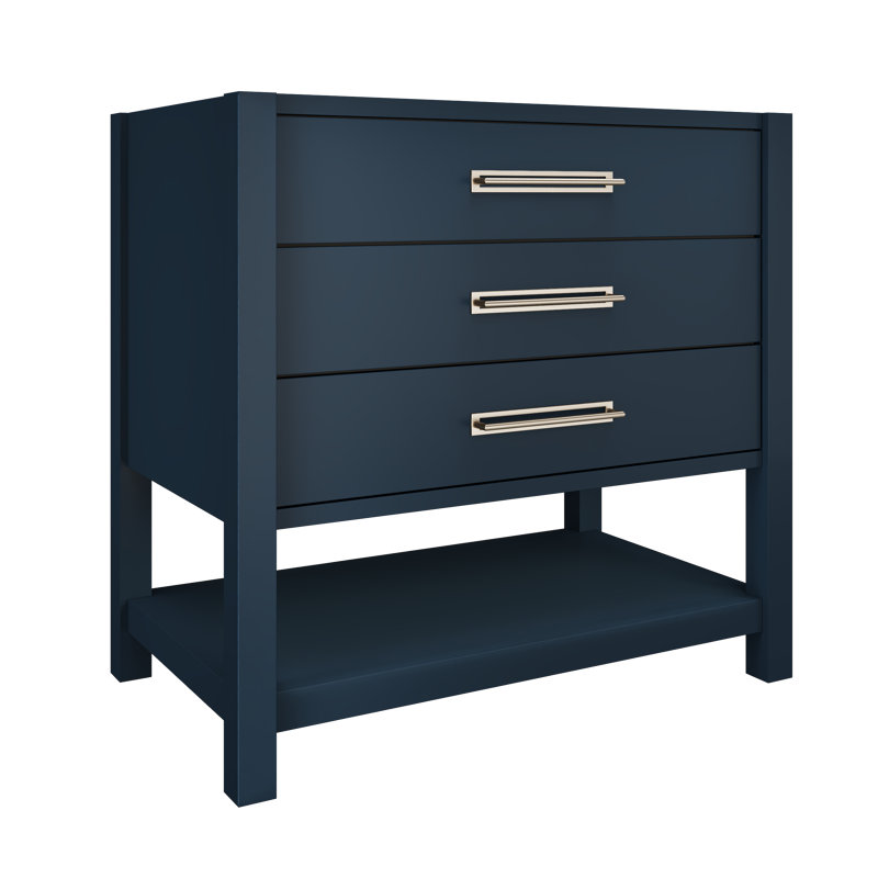 Kiawah Three-Drawer Single Bath Vanity, Hague Blue, Satin Nickel, 36"
