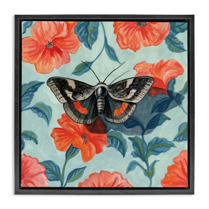 Papillon universitaire sur cadre flottant floral, design par Kate Jarvik Birch, H 25 po x l 25 po