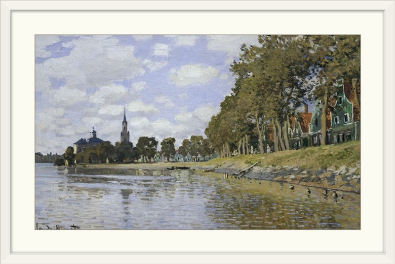 «Zaandam» par Claude Monet, reproduction d'art, Cadre blanc, H 20 po x l 27 po x P 1 po