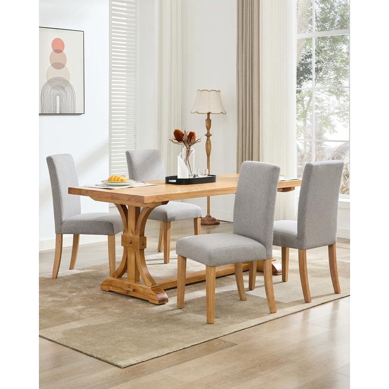 48.26cm H Solid Wood Side Chair, Grey, Natural Wood