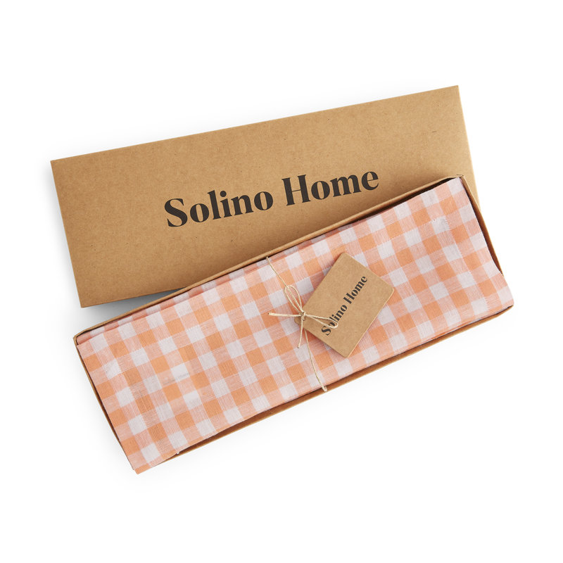 Sunny Orange Gingham Check Linen Placemats Set of 4