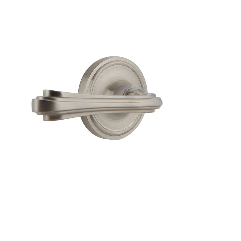 Rosette classique intimité (lit et salle de bain) avec levier fleur, 2-3/4", Nickel satiné, Droite
