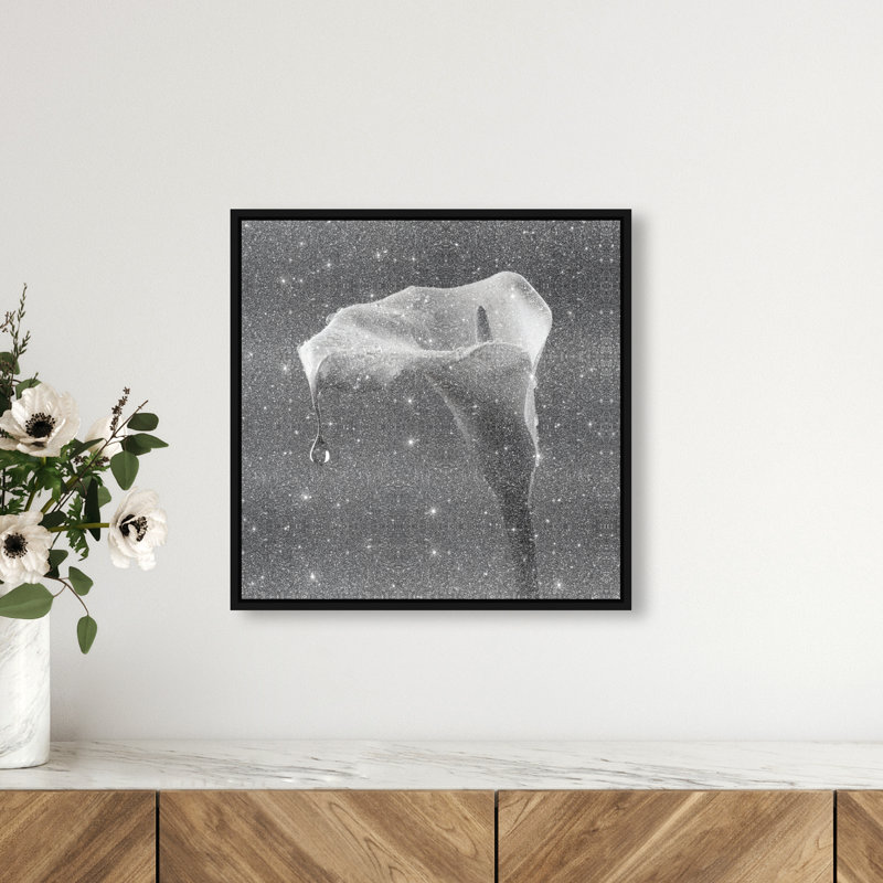 Midnight Rain Floral & Botanical Canvas Print by Oliver Gal, Black Frame, 12 x 12, 17"H x 17"W, Black Floater Frame