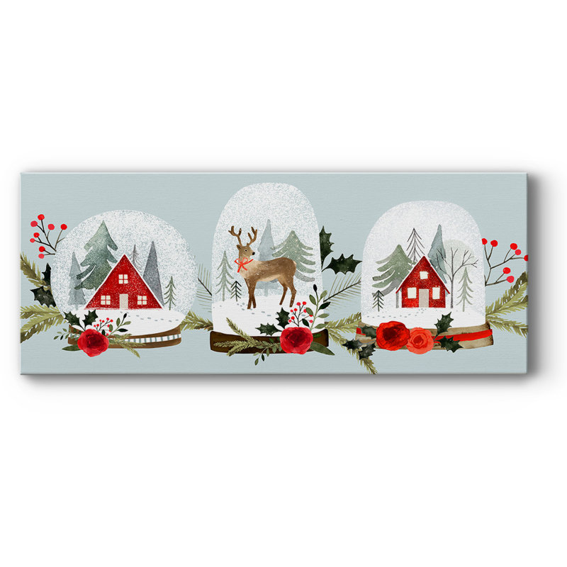 Collection Snow Globe Village, toile tendue avec châssis de qualité supérieure - prête à être accrochée