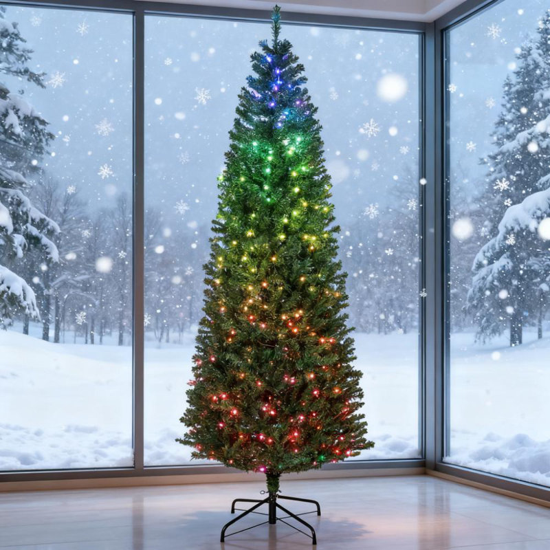 7ft Artificial Christmas Tree With  Led, 7' H