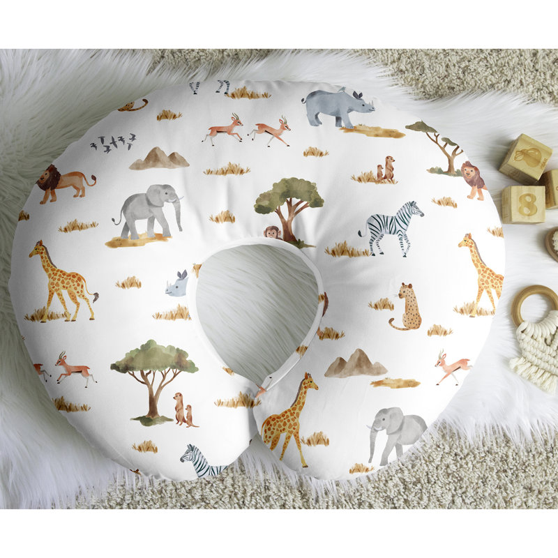 Housse de coussin d'allaitement Boho Rainbow Collection, Imprimé animal, Vert / gris / jaune / orange