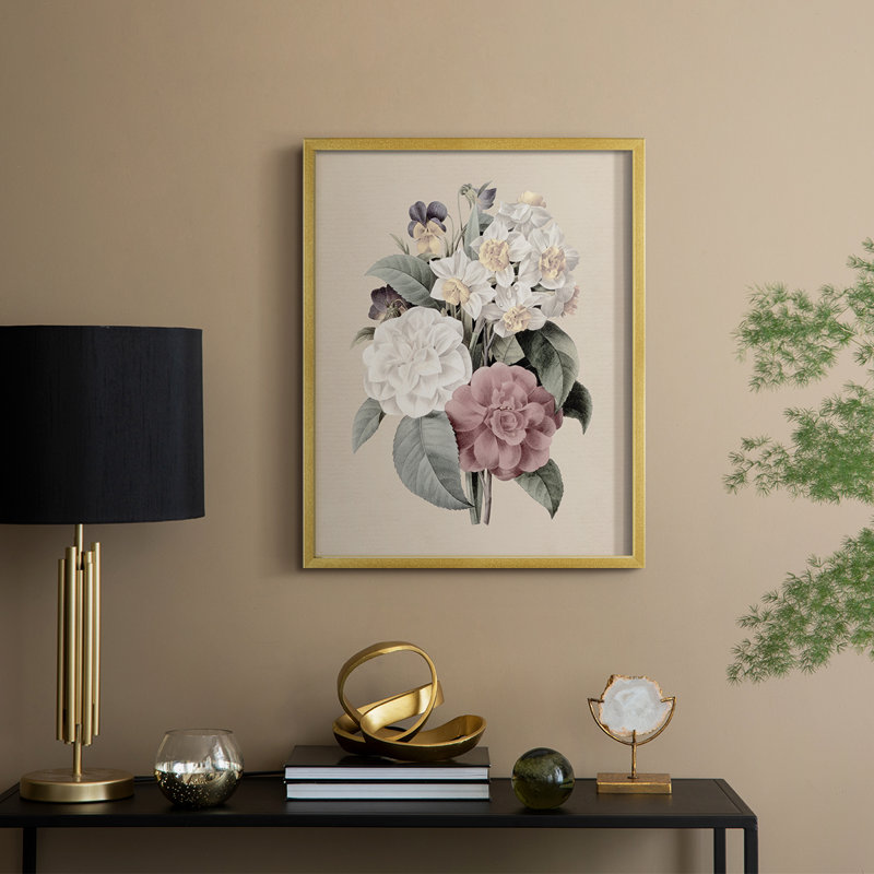 Antique Botanical II, reproduction encadrée - bois massif, H 15 po x l 12 po, Doré
