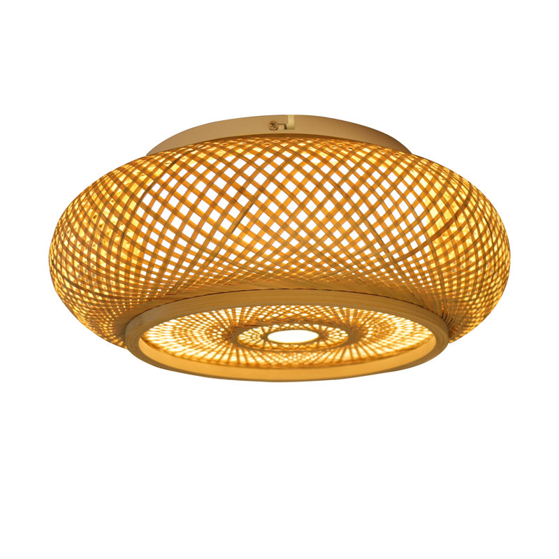 Plafonnier encastré en bambou Cuvier, H 6,3 po x l 19,7 po x P 19,7 po