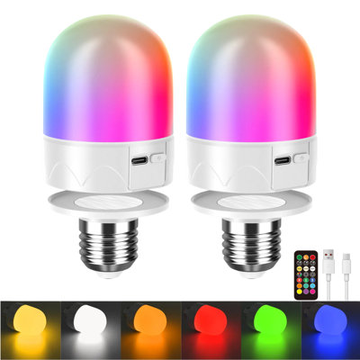 Rechargeable LED Bulbs With Remote, Magnetic With E27 Bulb Cap, Dimmable, Colour Changing