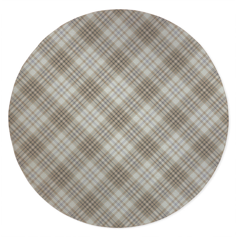 Chinny Tartan Non-Slip Outdoor Rug, Round 5'