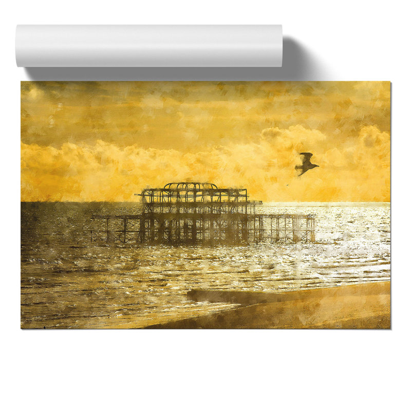 Brighton West Pier at Sunset Painting - Frameless Print, 21cm H x 30cm W x 0.1cm D