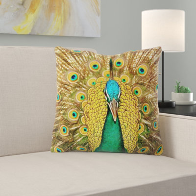 Peacock Square Pillow Cover & Insert