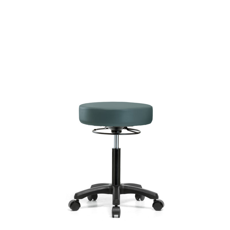 Tabouret de laboratoire à hauteur réglable Kaiya, Roulettes, Bleu colonial