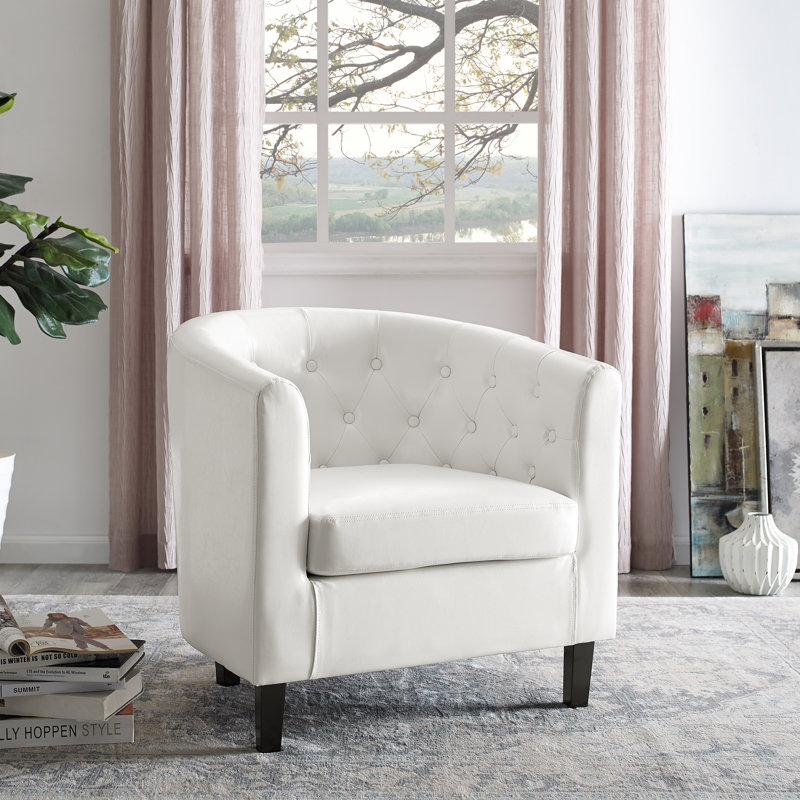 Chaise capitonnée à boutons - ensemble de 2, Similicuir blanc