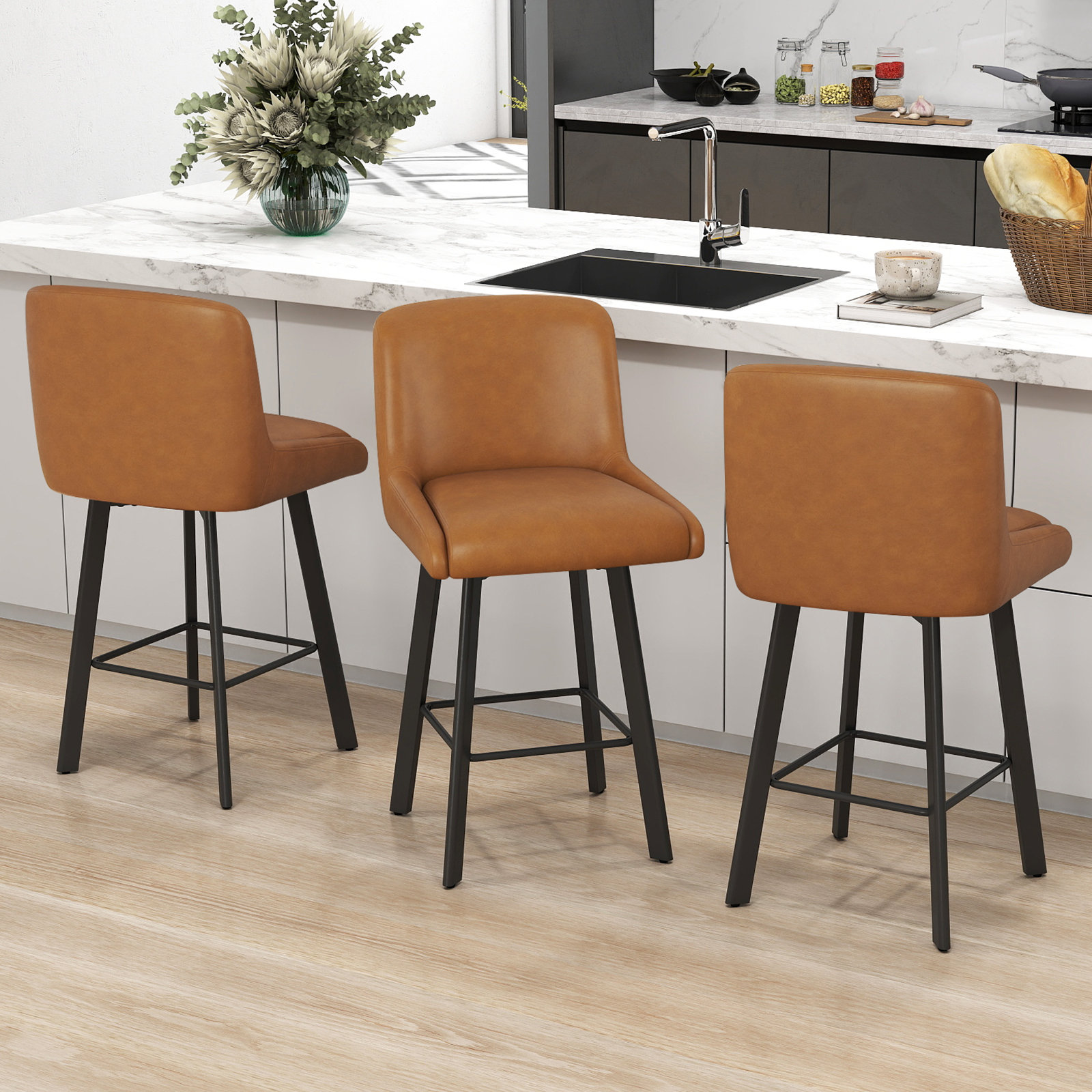 Darby Home Co Swivel Counter Height Bar Stools for Kitchen Island & Reviews | Wayfair