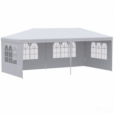 Pavillon de jardin 10 pi x 20 pi, pour une utilisation festive avec parois latérales amovibles (blanc)