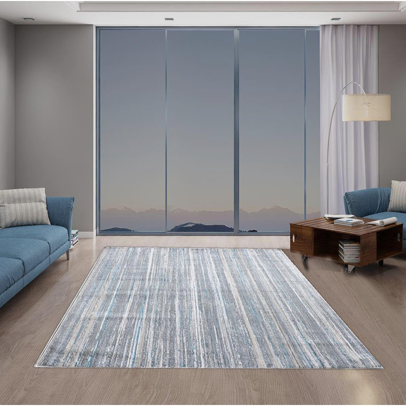Tapis brun clair / bleu Orrstown, Rectangle 5 pi 4 po x 7 pi 6 po