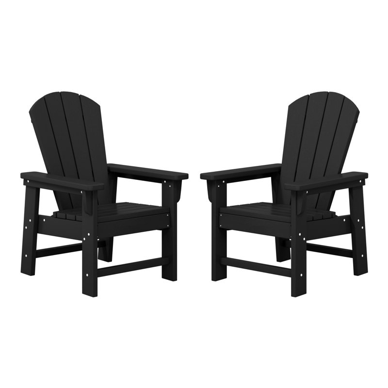 Laguna Kids Outdoor Poly Adirondack Chair ( Set Of 2), Black