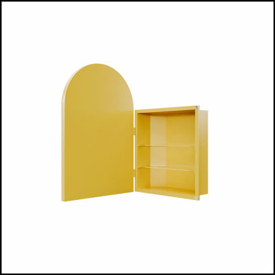Pharmacie de coin en métal 18 po avec miroir arqué 18 po x 24 po, tablettes réglables et rangement pour salle de bain compact
