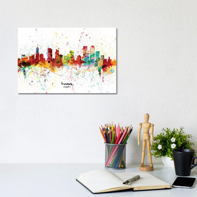 Denver Colorado Skyline Splash by Michael Tompsett - 1 Piece Wrapped Canvas Wall Art