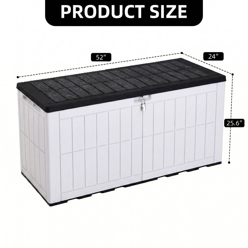 Outdoor 134 Gal  Large Deck Box with Lock, White, 130