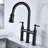 Matte Black Kitchen Faucet With Pull-Down - Dual Handle Control For Precise Flow And Temperature Adjustment 360-Degree Rotating High Nozzle Increased Cleaning Area Made Of Brass Materials Bridge