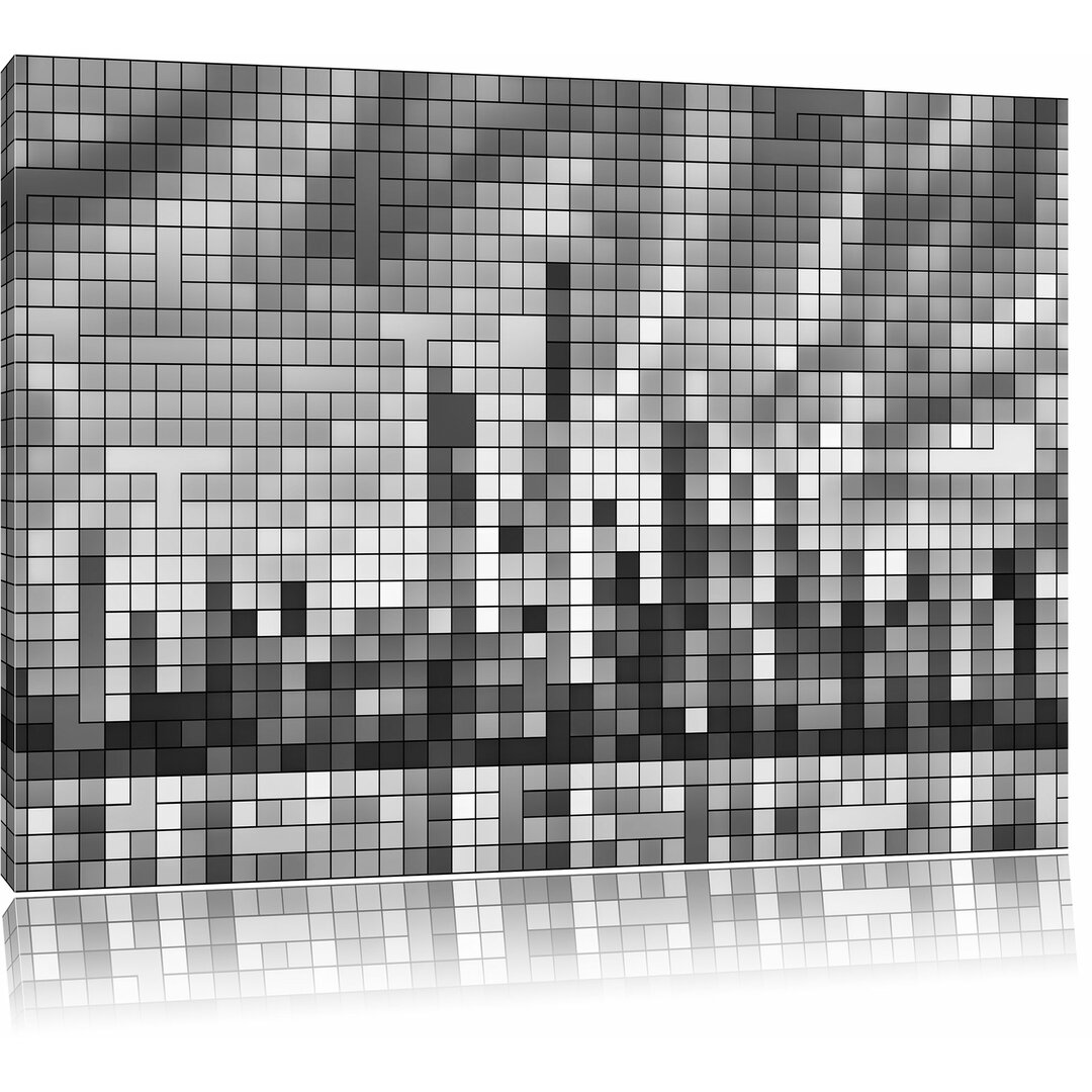 Leinwandbild New York Pixel-Skyline in Monochrom