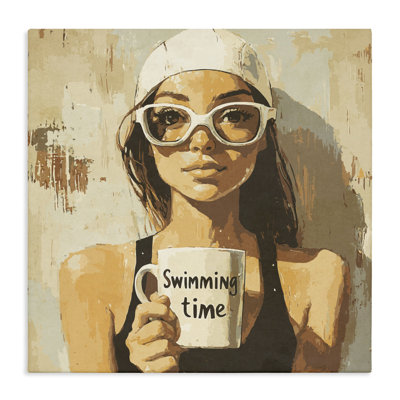 Tasse de natation, toile par Layla Oz