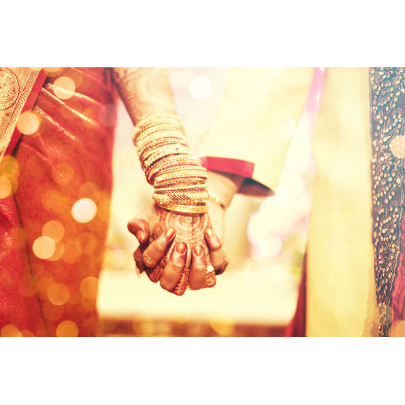 Indian Bride And Groom by RomeoLu - Wrapped Canvas Print, 30cm H x 46cm W