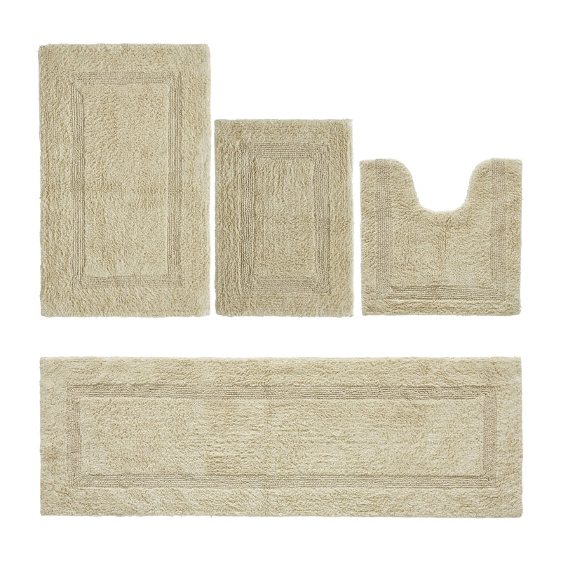 Ensemble de tapis pour salle de bain 100% coton Adelen, Ensemble de 4 pièces (17 po x 24 po | 20 po x 20, Sable