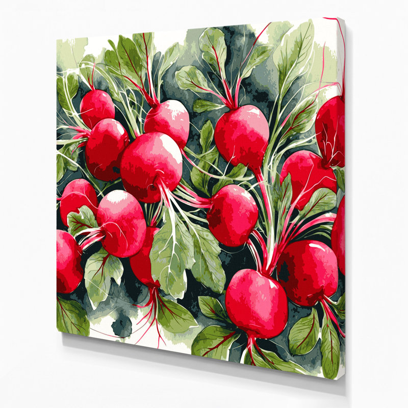 Art mural sur toile beige, légumes et radis, H 12 po x l 12 po