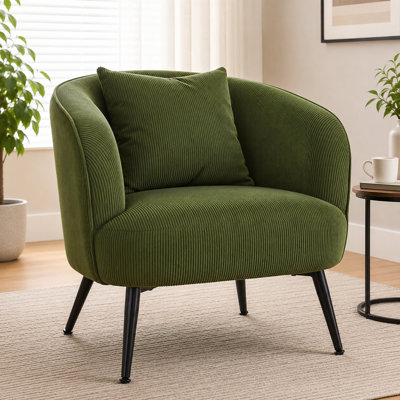 Fauteuil d'appoint avec coussin, fauteuil rembourré moderne avec pieds en métal, fauteuil demi-tonneau confortable pour la chambre à coucher du salon