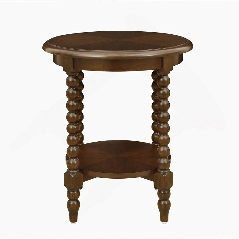 Philippe Round End Table with Shelf Brown