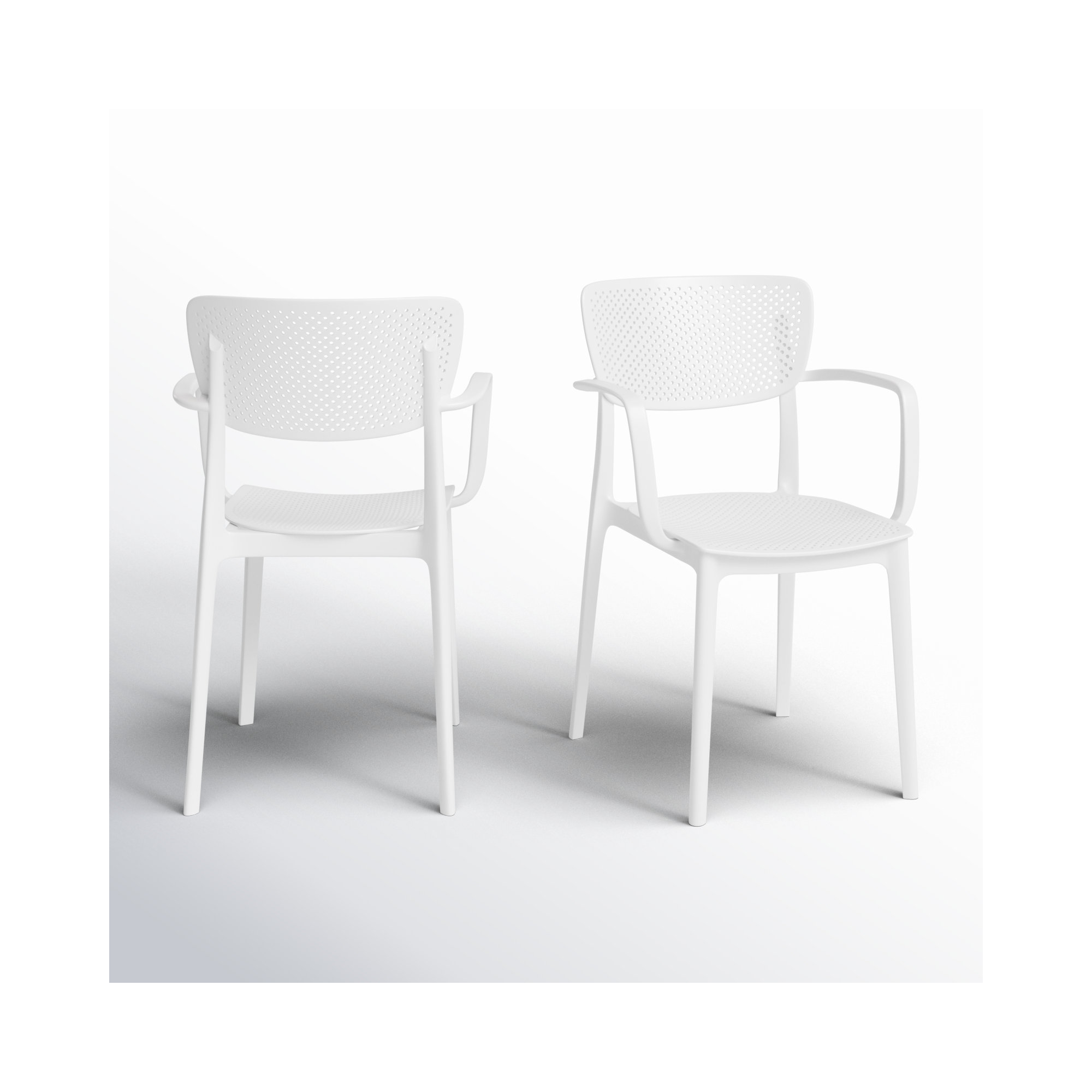 Farrah Stacking Patio Dining Armchair, White