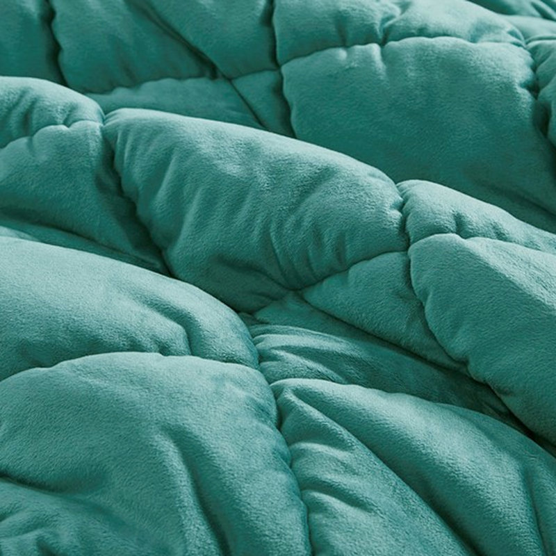 Édredon très grand 3 pièces - face et revers en velours, surpiqûres 3D, rembourrage en duvet synthétique pour tout confort, sarcelle avec microfibre, aspect couture, rembourrage, lavable,