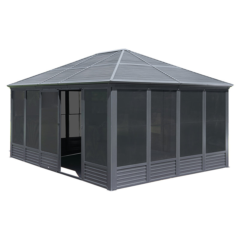 Remise de rangement pour solarium 13X16.5FT, Gris clair, H 121,61 po x l 199,21 po x P 158,58 po